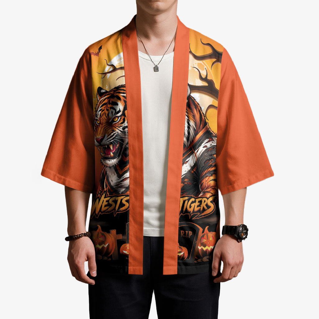 Custom Halloween Wests Tigers Kimono Spooky Australia Mascot Rugby