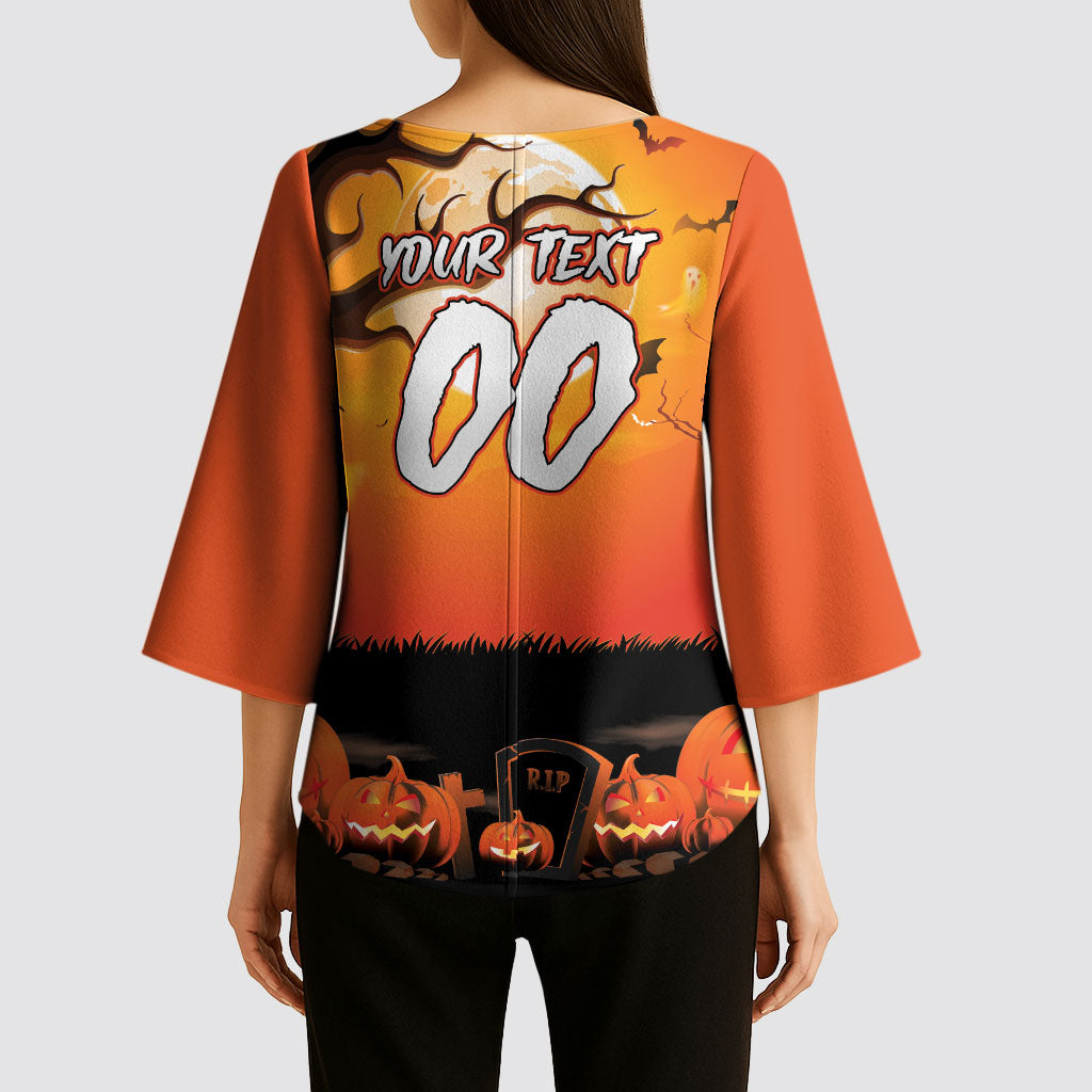 Custom Halloween Wests Tigers Kimono Sleeve Blouse Spooky Australia Mascot Rugby