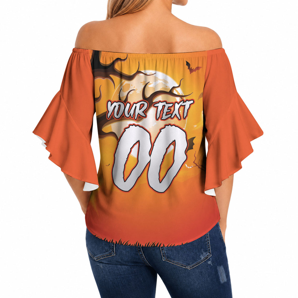 Custom Halloween Wests Tigers Off Shoulder Wrap Waist Top Spooky Australia Mascot Rugby