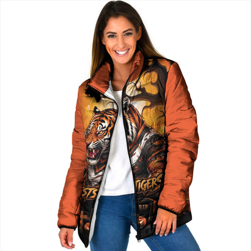 Custom Halloween Wests Tigers Padded Jacket Spooky Australia Mascot Rugby