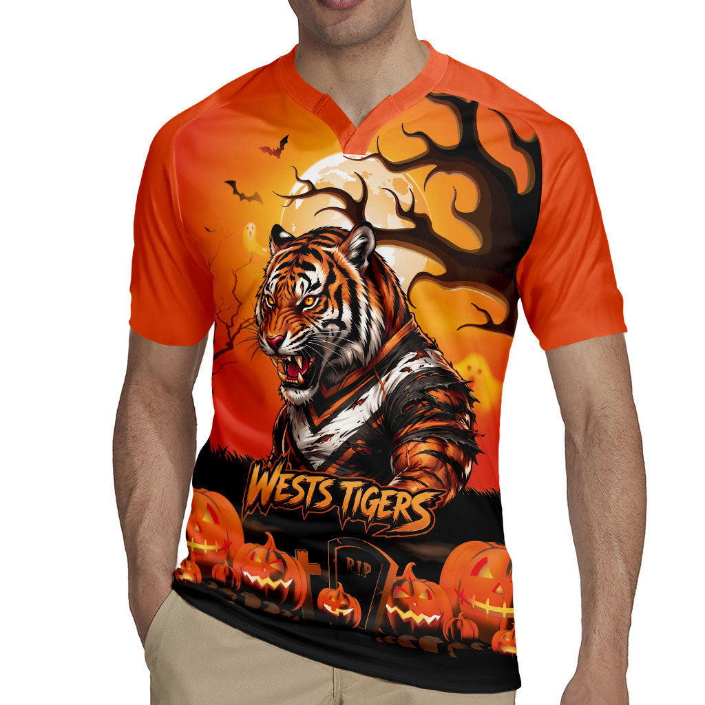 Custom Halloween Wests Tigers Rugby Jersey Spooky Australia Mascot Rugby
