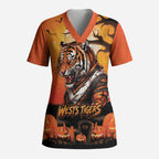 Custom Halloween Wests Tigers Scrub Top Spooky Australia Mascot Rugby