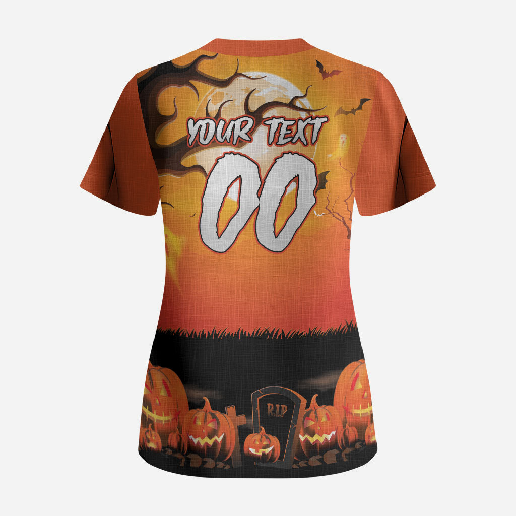 Custom Halloween Wests Tigers Scrub Top Spooky Australia Mascot Rugby