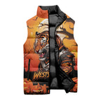 Custom Halloween Wests Tigers Sleeveless Puffer Jacket Spooky Australia Mascot Rugby