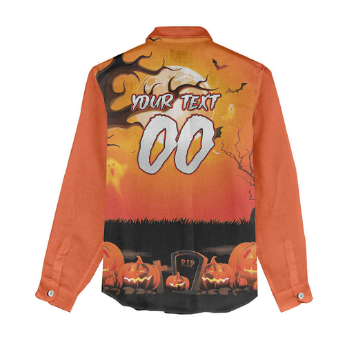 Custom Halloween Wests Tigers Women Casual Shirt Spooky Australia Mascot Rugby