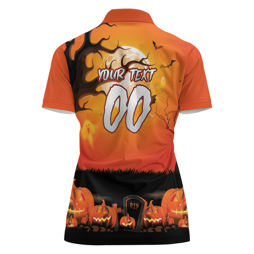Custom Halloween Wests Tigers Women Polo Shirt Spooky Australia Mascot Rugby