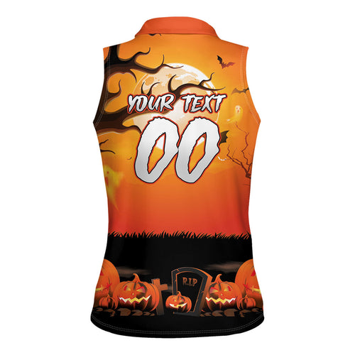 Custom Halloween Wests Tigers Women Sleeveless Polo Shirt Spooky Australia Mascot Rugby