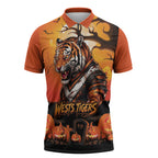 Custom Halloween Wests Tigers Zipper Polo Shirt Spooky Australia Mascot Rugby