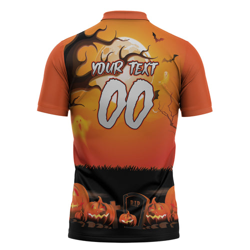 Custom Halloween Wests Tigers Zipper Polo Shirt Spooky Australia Mascot Rugby