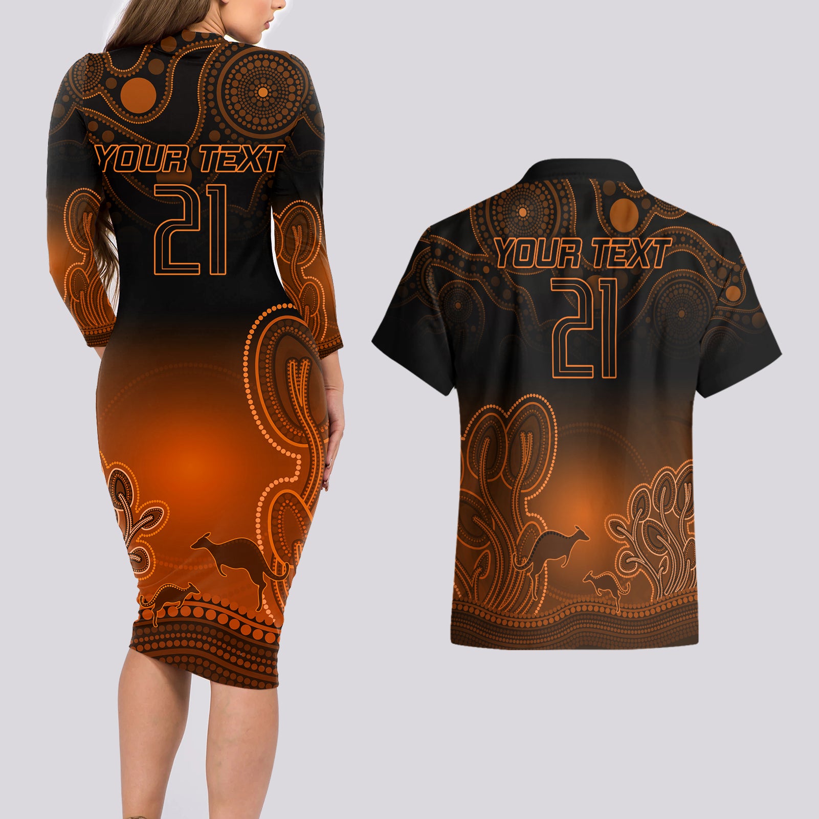 custom-australia-wallabies-rugby-couples-matching-long-sleeve-bodycon-dress-and-hawaiian-shirt-the-starry-night-indigenous
