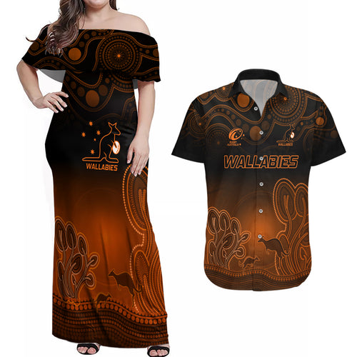 custom-australia-wallabies-rugby-couples-matching-off-shoulder-maxi-dress-and-hawaiian-shirt-the-starry-night-indigenous