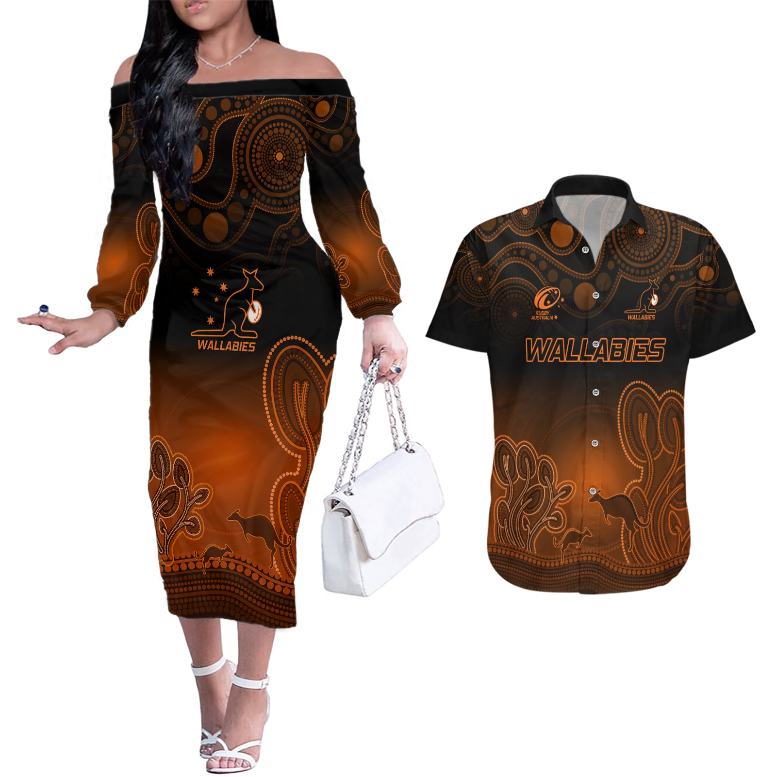 custom-australia-wallabies-rugby-couples-matching-off-the-shoulder-long-sleeve-dress-and-hawaiian-shirt-the-starry-night-indigenous
