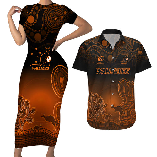 custom-australia-wallabies-rugby-couples-matching-short-sleeve-bodycon-dress-and-hawaiian-shirt-the-starry-night-indigenous