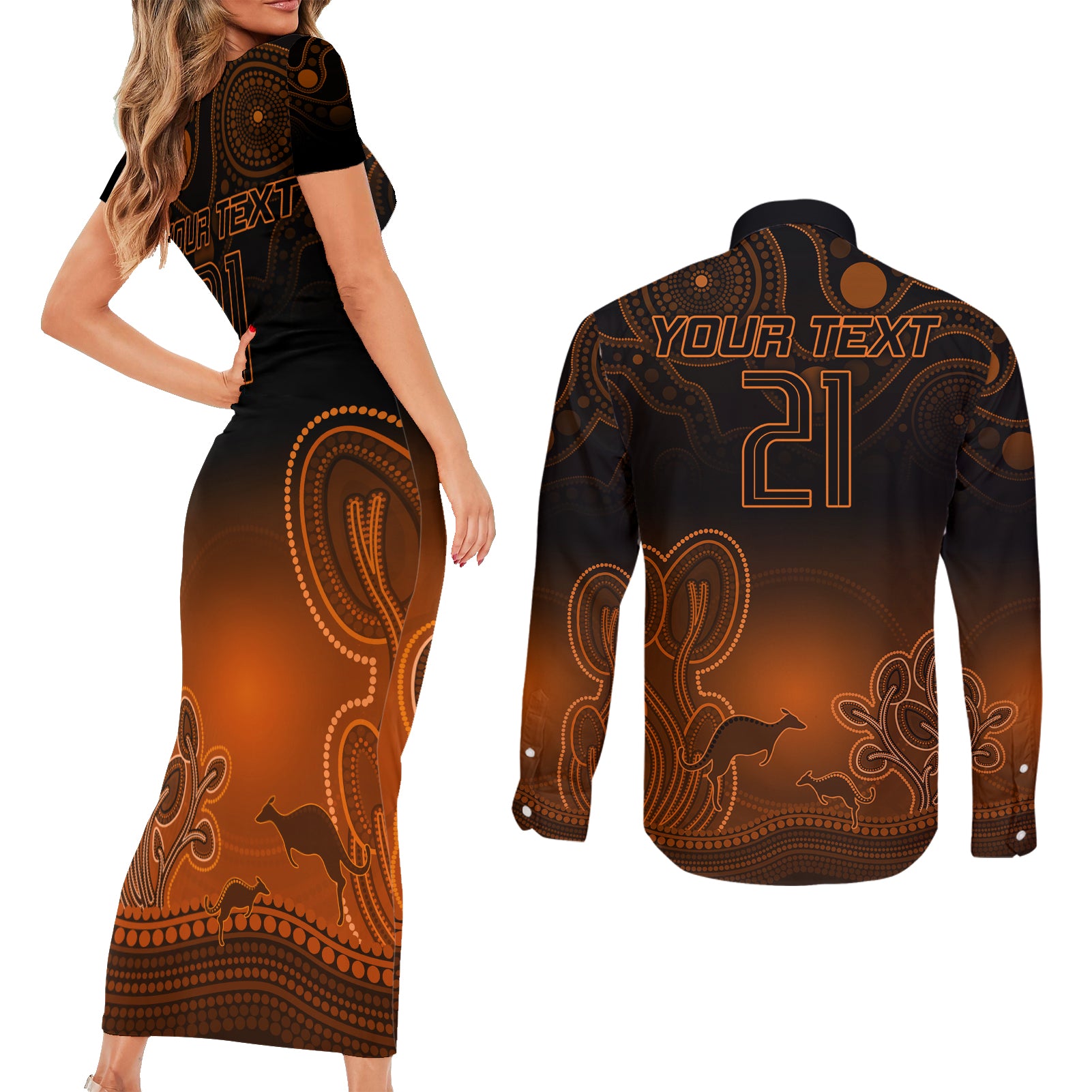 custom-australia-wallabies-rugby-couples-matching-short-sleeve-bodycon-dress-and-long-sleeve-button-shirt-the-starry-night-indigenous