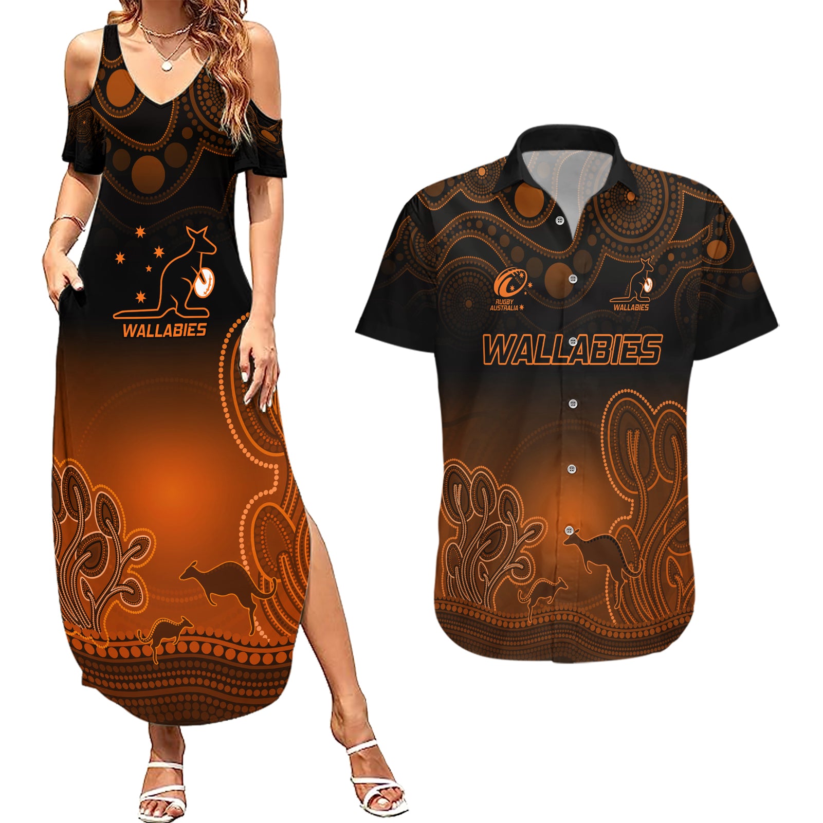 custom-australia-wallabies-rugby-couples-matching-summer-maxi-dress-and-hawaiian-shirt-the-starry-night-indigenous