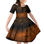 custom-australia-wallabies-rugby-kid-short-sleeve-dress-the-starry-night-indigenous