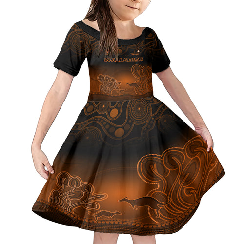 custom-australia-wallabies-rugby-kid-short-sleeve-dress-the-starry-night-indigenous