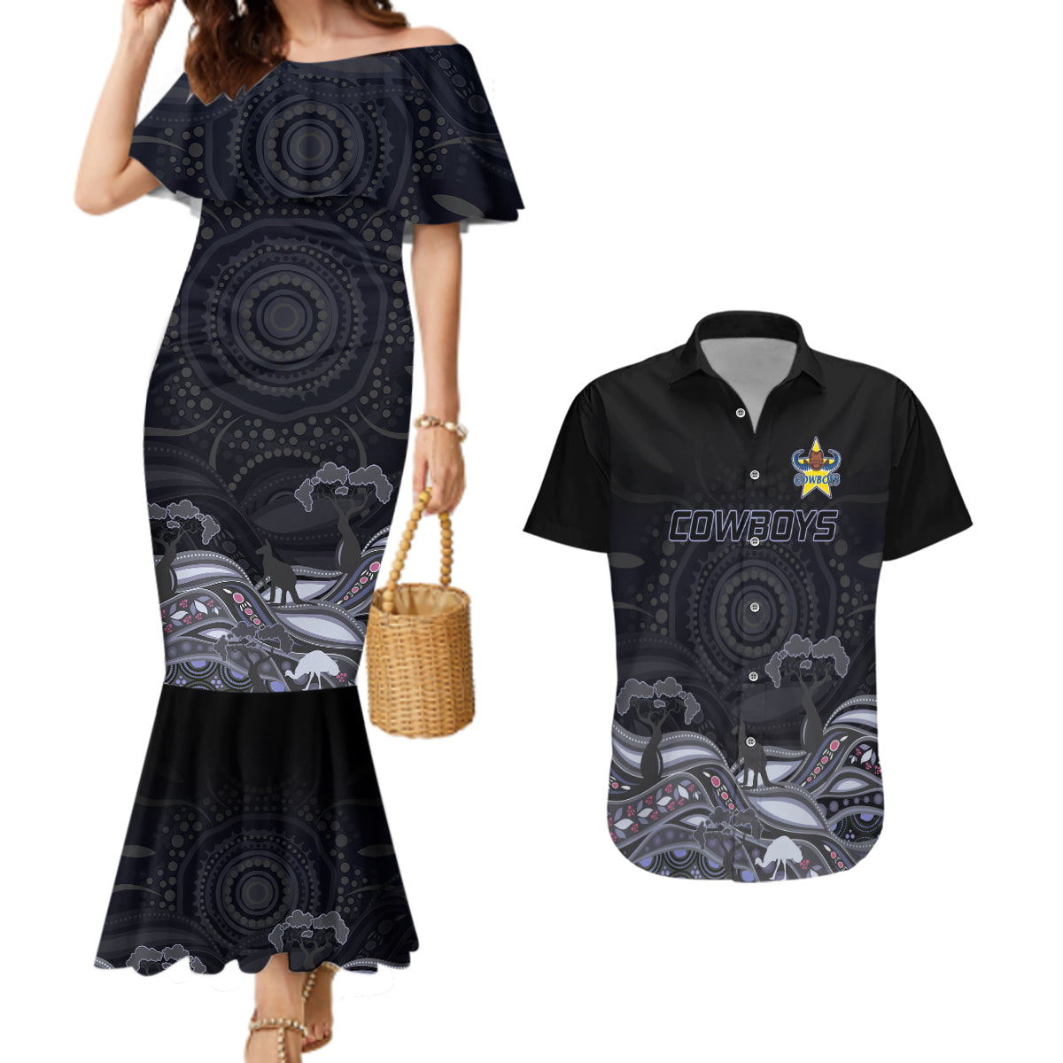 custom-cowboys-rugby-couples-matching-mermaid-dress-and-hawaiian-shirt-the-starry-night-indigenous