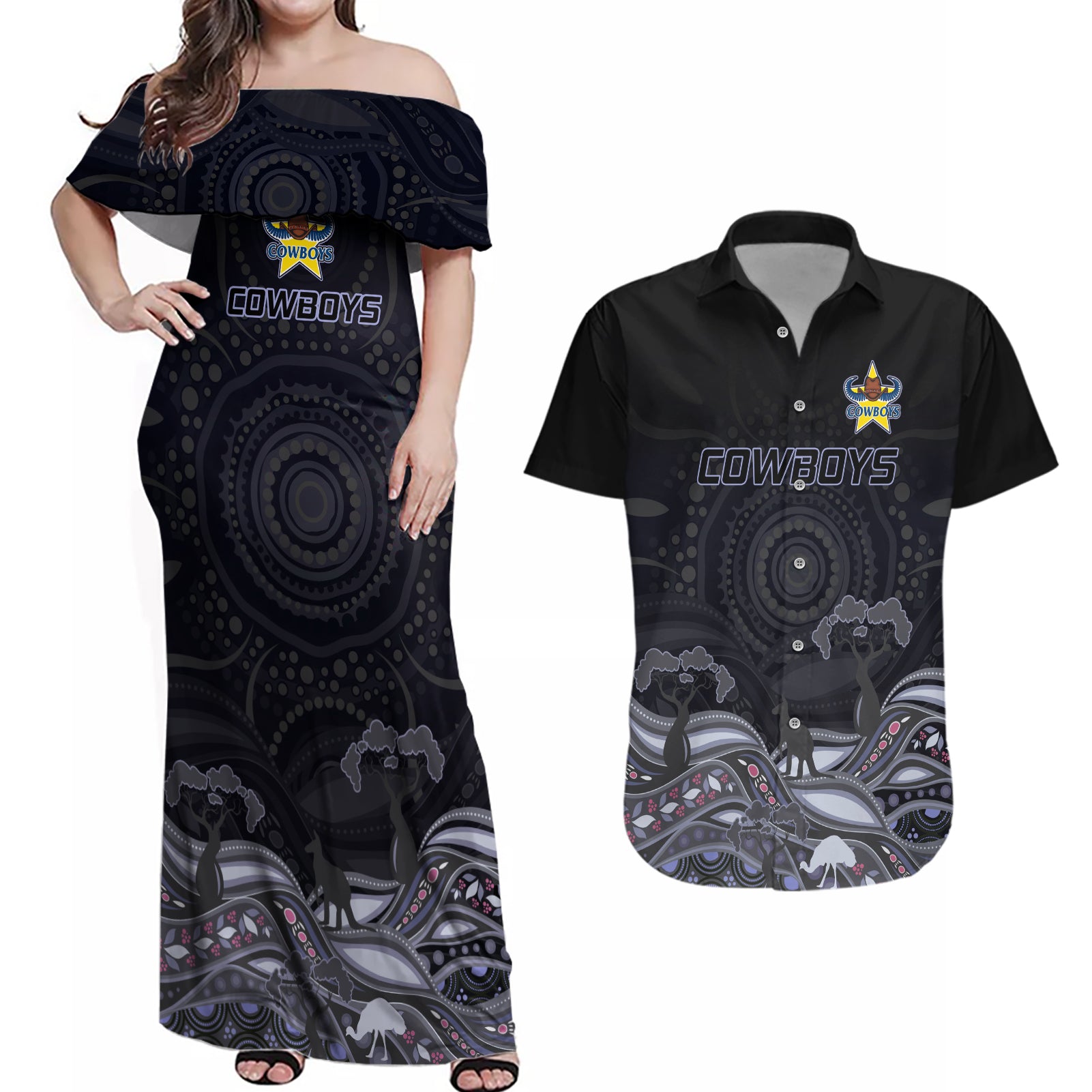 custom-cowboys-rugby-couples-matching-off-shoulder-maxi-dress-and-hawaiian-shirt-the-starry-night-indigenous
