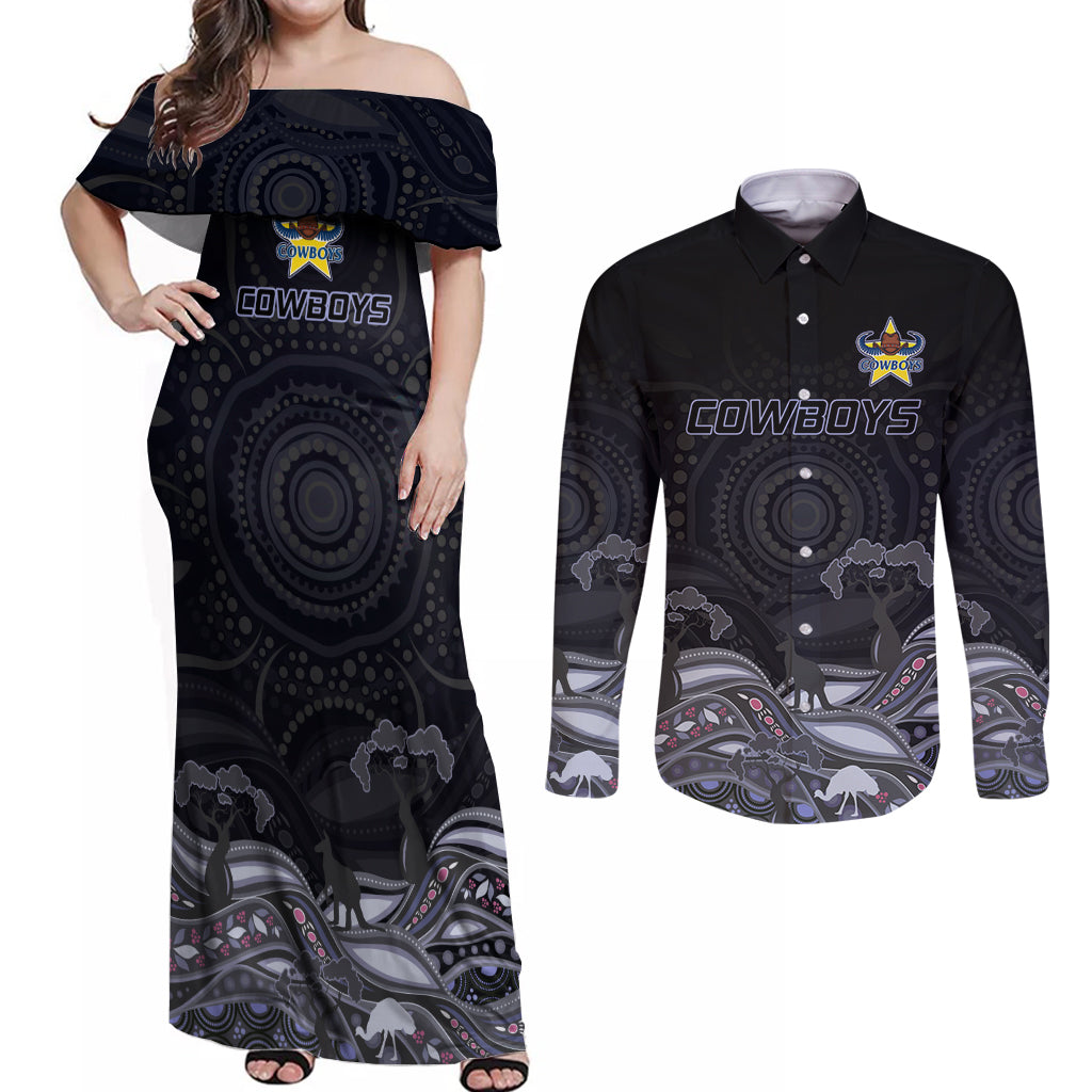 custom-cowboys-rugby-couples-matching-off-shoulder-maxi-dress-and-long-sleeve-button-shirt-the-starry-night-indigenous