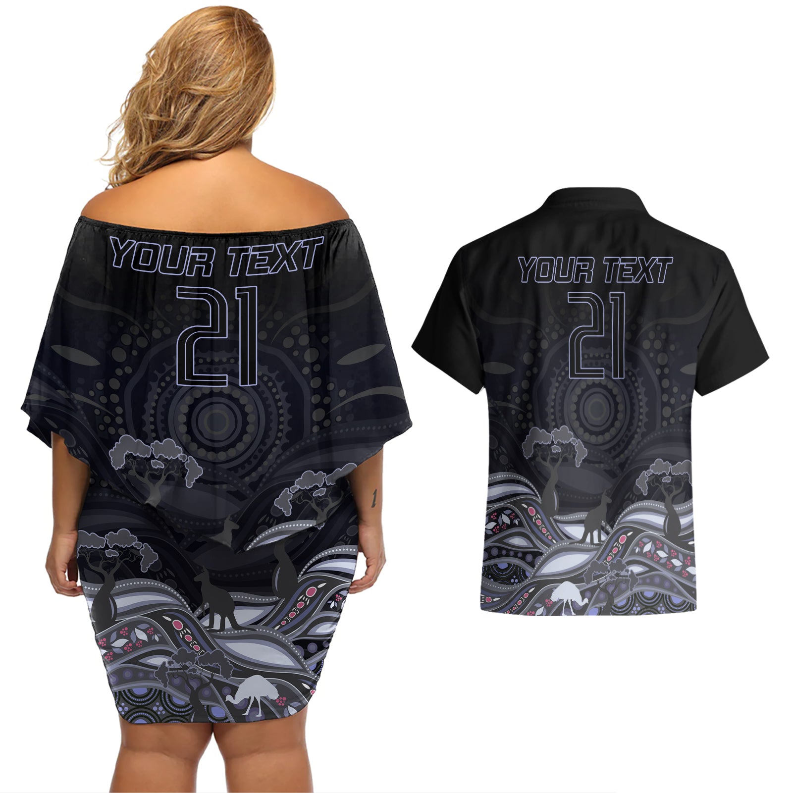 custom-cowboys-rugby-couples-matching-off-shoulder-short-dress-and-hawaiian-shirt-the-starry-night-indigenous