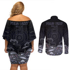 custom-cowboys-rugby-couples-matching-off-shoulder-short-dress-and-long-sleeve-button-shirt-the-starry-night-indigenous