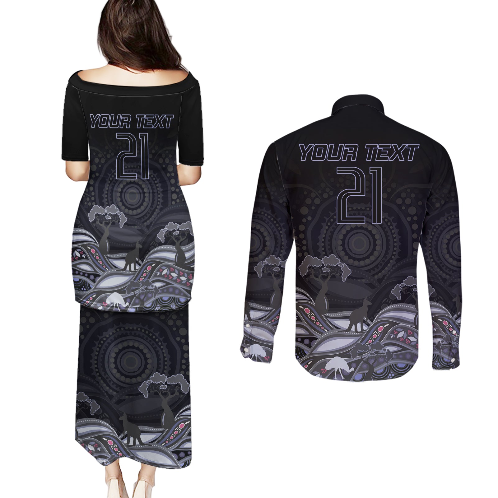 custom-cowboys-rugby-couples-matching-puletasi-dress-and-long-sleeve-button-shirt-the-starry-night-indigenous