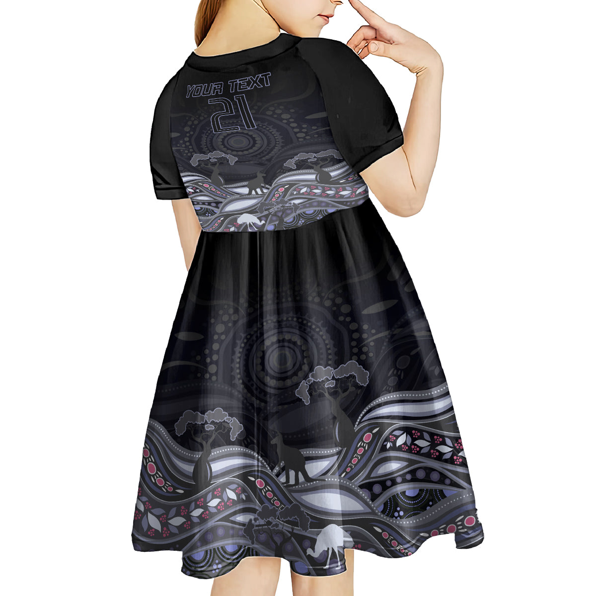 custom-cowboys-rugby-kid-short-sleeve-dress-the-starry-night-indigenous