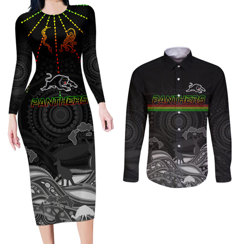 custom-panthers-rugby-couples-matching-long-sleeve-bodycon-dress-and-long-sleeve-button-shirt-the-starry-night-indigenous
