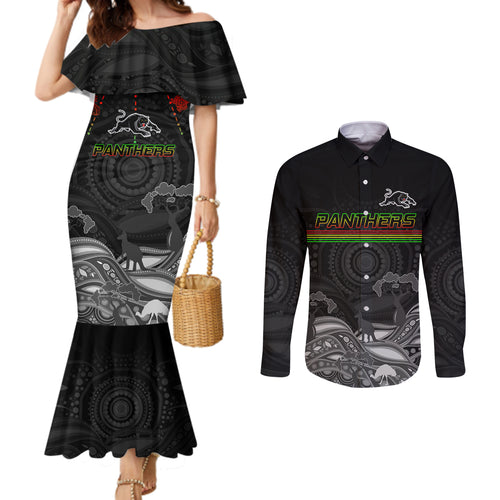 custom-panthers-rugby-couples-matching-mermaid-dress-and-long-sleeve-button-shirt-the-starry-night-indigenous