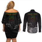 custom-panthers-rugby-couples-matching-off-shoulder-short-dress-and-long-sleeve-button-shirt-the-starry-night-indigenous