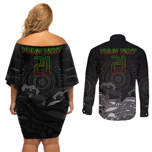 custom-panthers-rugby-couples-matching-off-shoulder-short-dress-and-long-sleeve-button-shirt-the-starry-night-indigenous