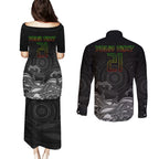 custom-panthers-rugby-couples-matching-puletasi-dress-and-long-sleeve-button-shirt-the-starry-night-indigenous