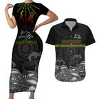 custom-panthers-rugby-couples-matching-short-sleeve-bodycon-dress-and-hawaiian-shirt-the-starry-night-indigenous