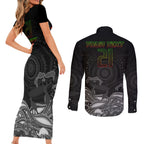 custom-panthers-rugby-couples-matching-short-sleeve-bodycon-dress-and-long-sleeve-button-shirt-the-starry-night-indigenous