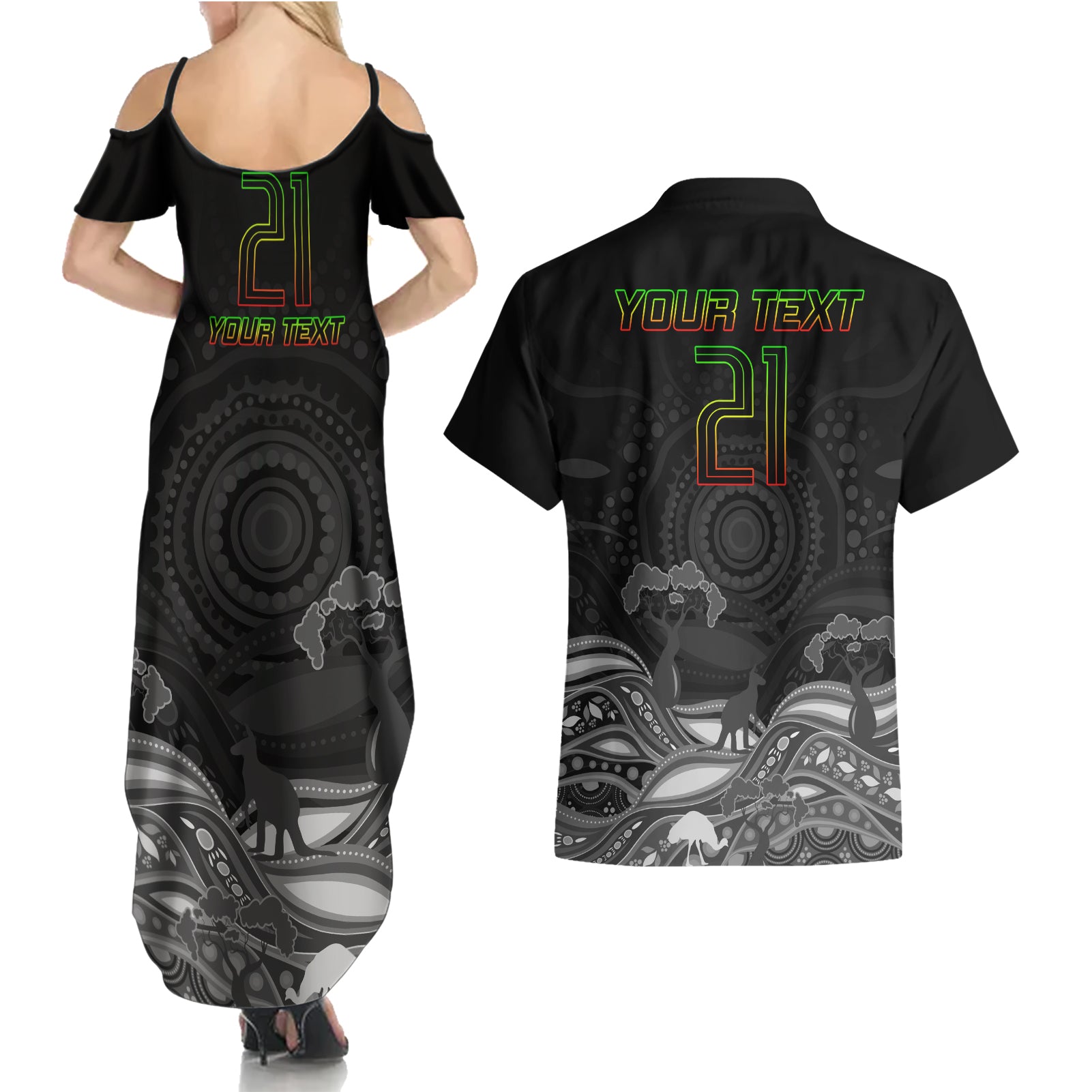custom-panthers-rugby-couples-matching-summer-maxi-dress-and-hawaiian-shirt-the-starry-night-indigenous