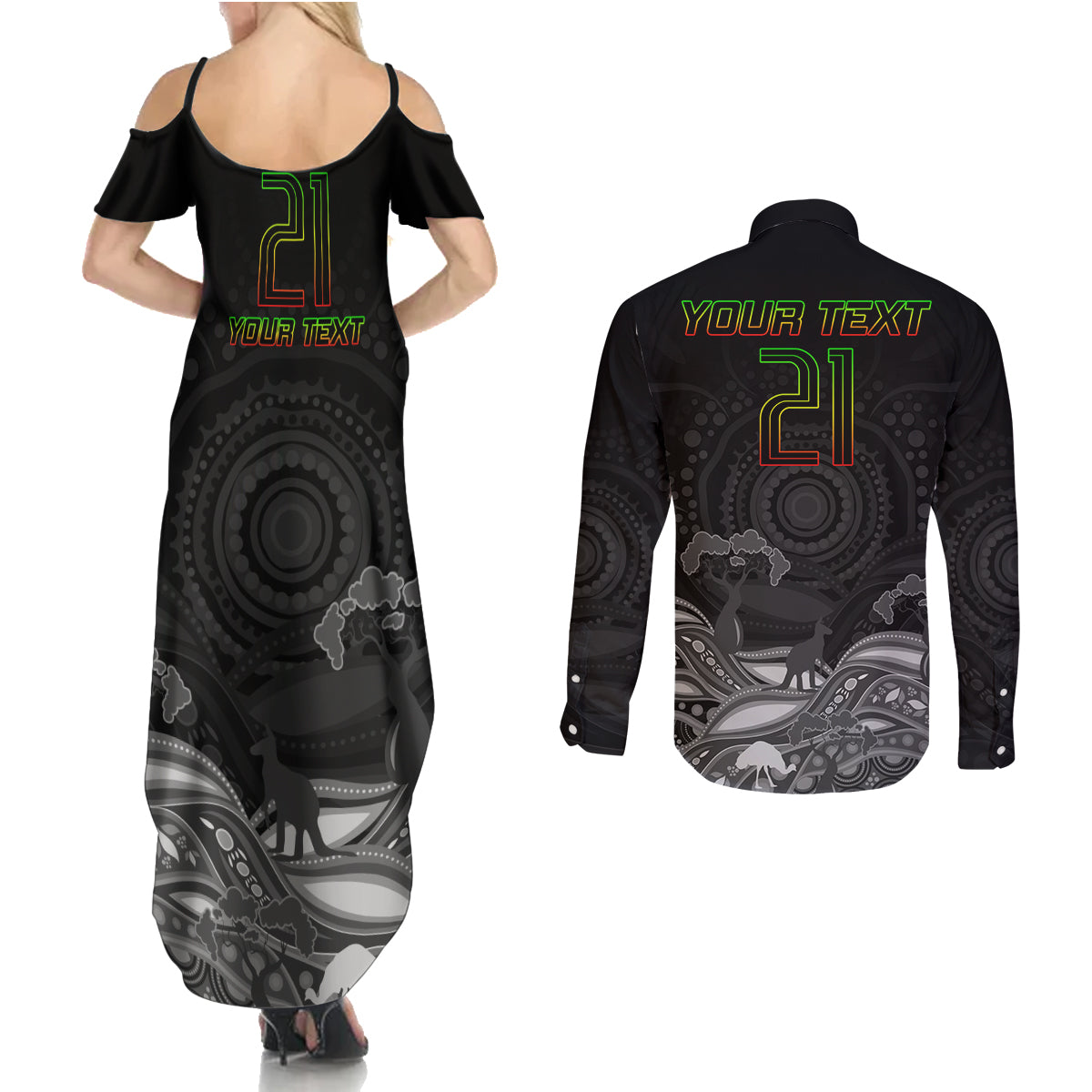 custom-panthers-rugby-couples-matching-summer-maxi-dress-and-long-sleeve-button-shirt-the-starry-night-indigenous