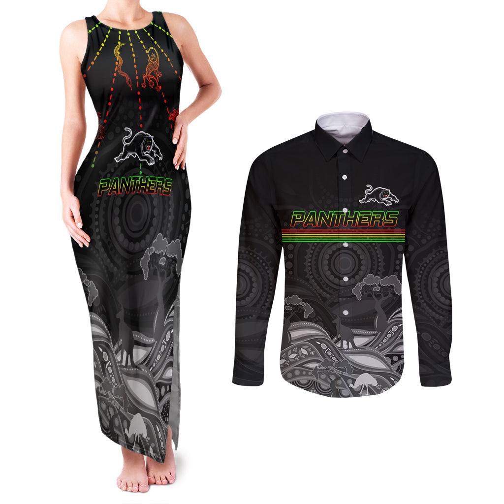 custom-panthers-rugby-couples-matching-tank-maxi-dress-and-long-sleeve-button-shirt-the-starry-night-indigenous