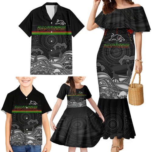 custom-panthers-rugby-family-matching-mermaid-dress-and-hawaiian-shirt-the-starry-night-indigenous