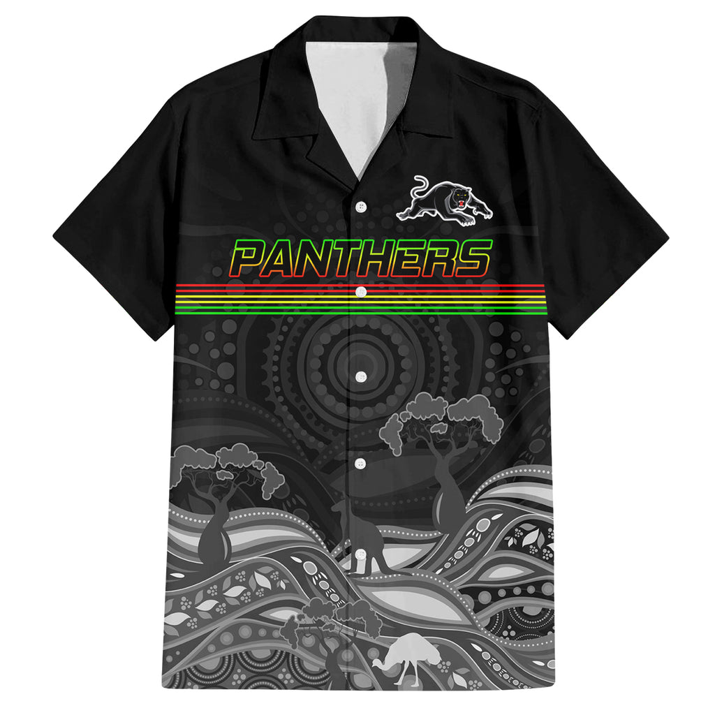 custom-panthers-rugby-family-matching-off-shoulder-long-sleeve-dress-and-hawaiian-shirt-the-starry-night-indigenous