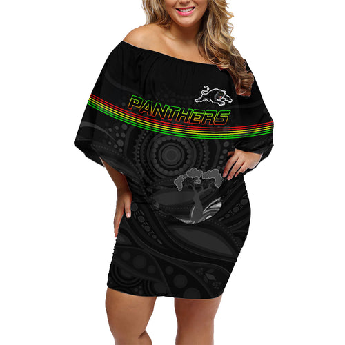 custom-panthers-rugby-family-matching-off-shoulder-short-dress-and-hawaiian-shirt-the-starry-night-indigenous