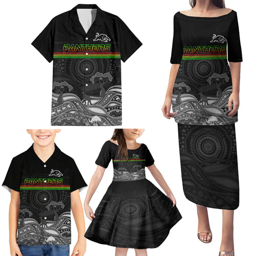 custom-panthers-rugby-family-matching-puletasi-dress-and-hawaiian-shirt-the-starry-night-indigenous