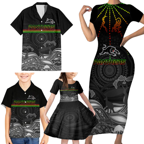 custom-panthers-rugby-family-matching-short-sleeve-bodycon-dress-and-hawaiian-shirt-the-starry-night-indigenous