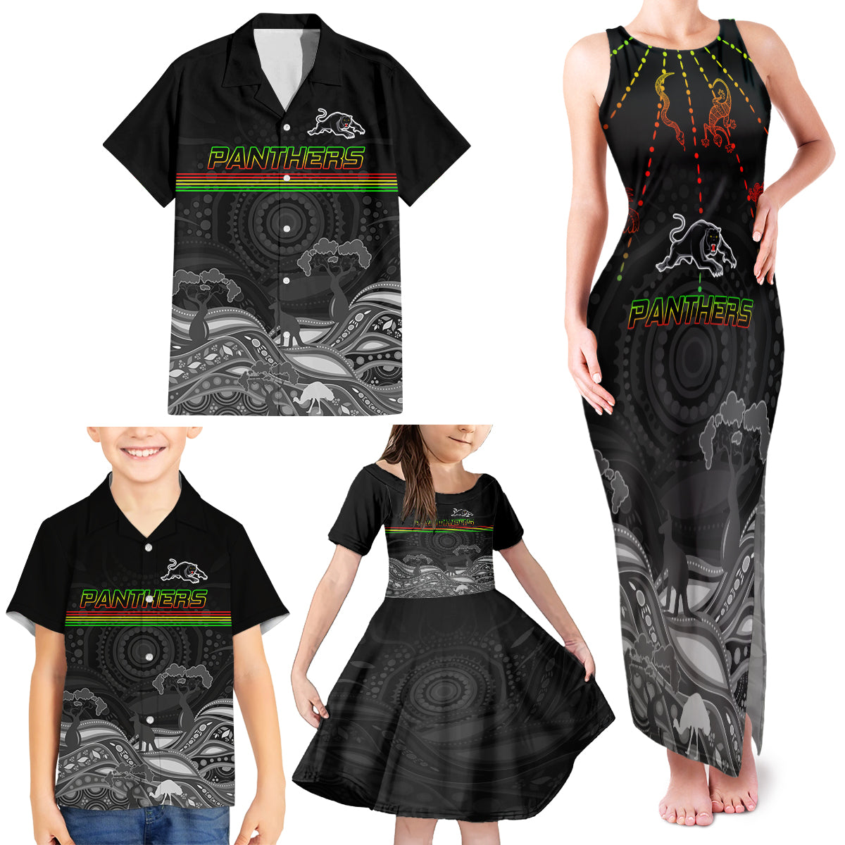 custom-panthers-rugby-family-matching-tank-maxi-dress-and-hawaiian-shirt-the-starry-night-indigenous