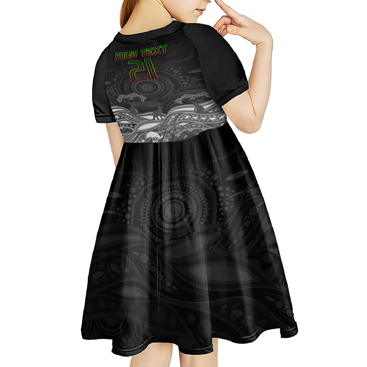 custom-panthers-rugby-kid-short-sleeve-dress-the-starry-night-indigenous