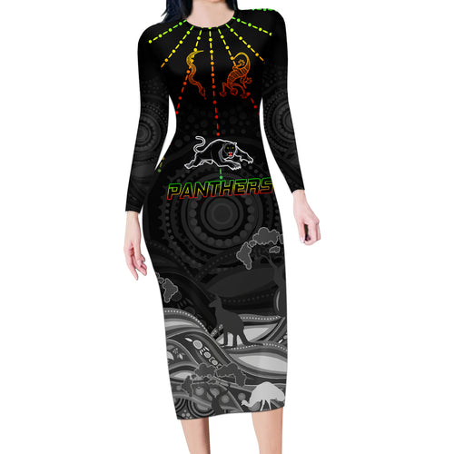 custom-panthers-rugby-long-sleeve-bodycon-dress-the-starry-night-indigenous