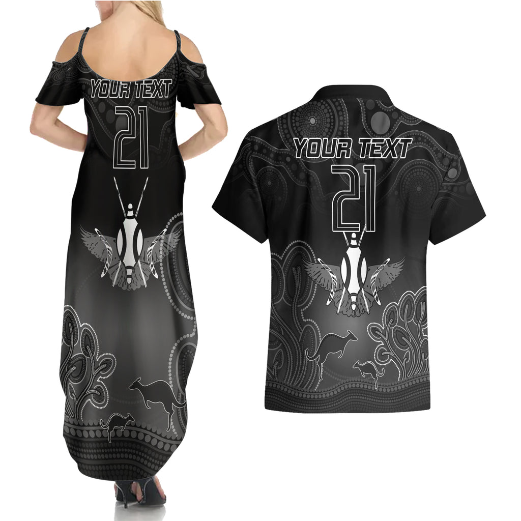 collingwood-football-couples-matching-summer-maxi-dress-and-hawaiian-shirt-magpies-the-starry-night-indigenous