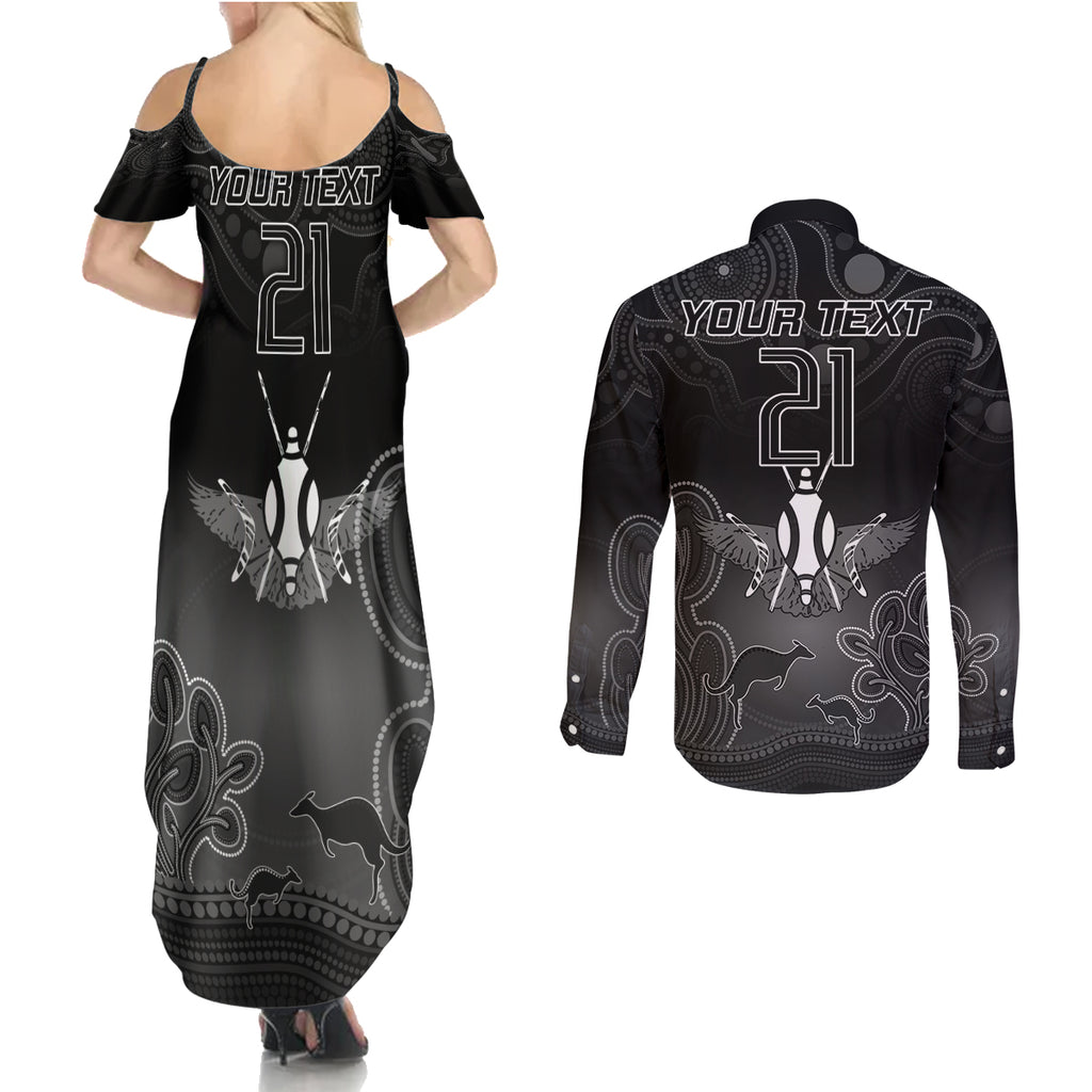 collingwood-football-couples-matching-summer-maxi-dress-and-long-sleeve-button-shirt-magpies-the-starry-night-indigenous