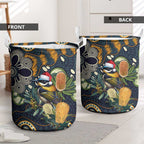 Aussie Honeyeaters Banksia Christmas Laundry Basket Aboriginal Dots Painting Blue Motif - Aussie Hoodie