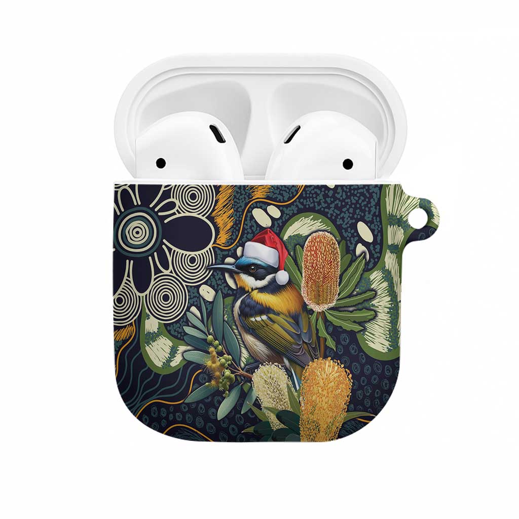 Aussie Honeyeaters Banksia Christmas AirPods Case Aboriginal Dots Painting Blue Motif - Aussie Hoodie